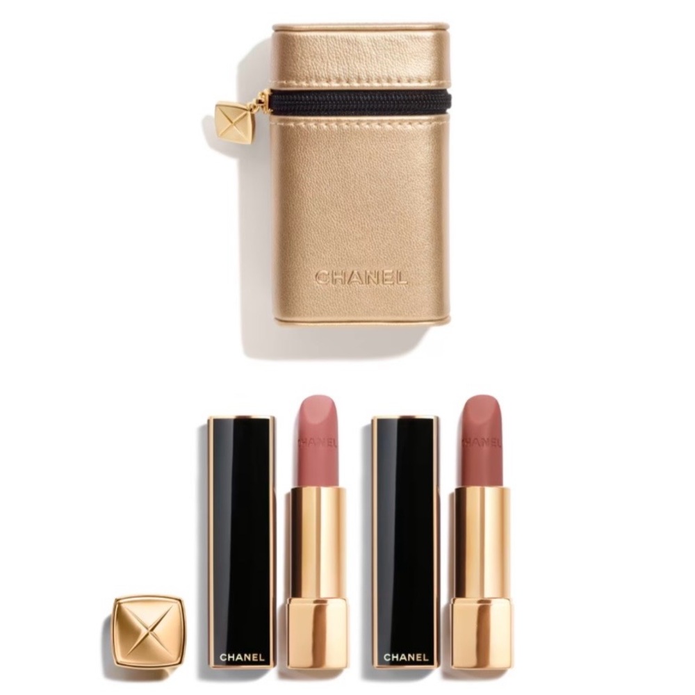 NIB CHANEL 2026 Rouge Allure Velvet Lipstick Set. Gold Pouch. Limited Edition💄